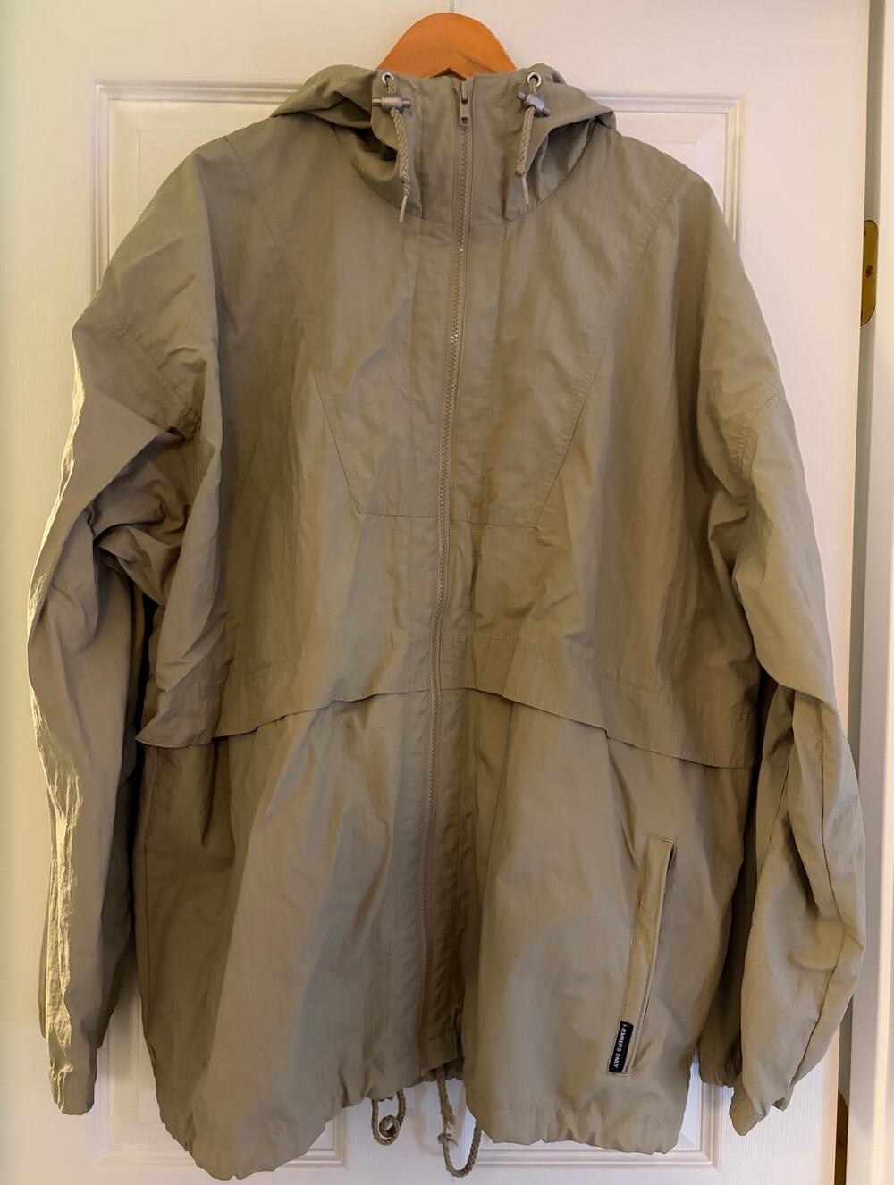Vintage Members Only Hooded Windbreaker Jacket Khaki Green Mens XXL Mesh Lined